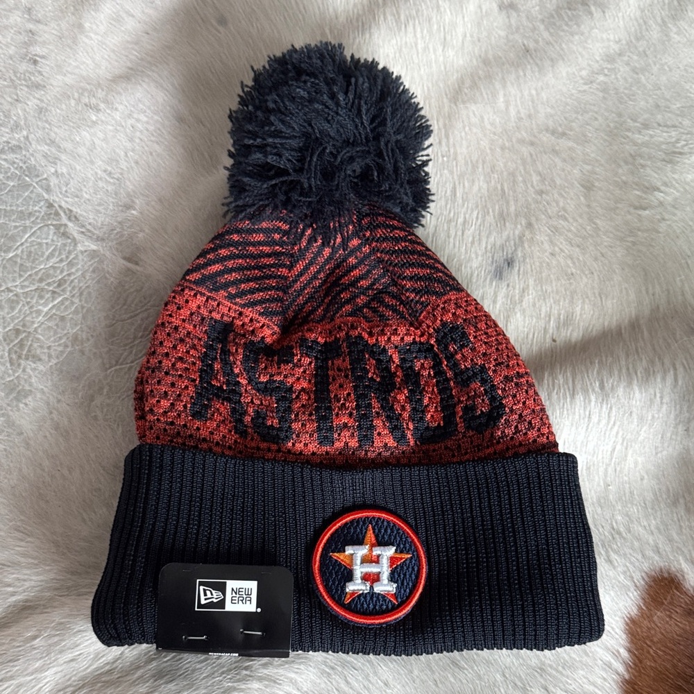 New Era Navy and Orange Astros Beanie